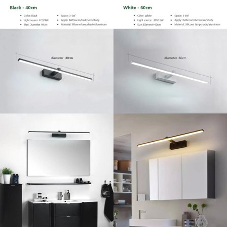 

WAGZOQN Led Mirror Lights Wall Lamps Bathroom Waterproof White Black LED Flat Lamp Modern Indoor Wall lamp Bathroom Lighting Make