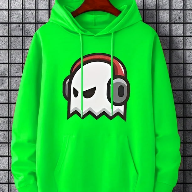 Ghost Wearing Headphones Print Hoodie, Sudaderas Con Capucha Para Hombres, Sudadera Con Capucha Casual Para Hombres Con Diseño Gráfico Y Bolsillo Canguro Para Primavera Y Otoño, Como Regalos