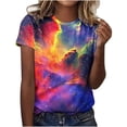 thumbnail image 2 of UPPADA Womens Summer Tops Graphic Print Crewneck Tees Casual Short Sleeve Shirts Loose Fit Pullover Tops Fashion Vacation Beach Blouses Multicolor,L, 2 of 4
