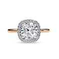 thumbnail image 2 of AFFY Halo Solitaire Engagement Ring for Women, 1.90 Carat (ctw) Cushion and Round Cut Lab Grown Diamond Ring In 14K Rose Gold Over Sterling Silver F-G-H, SI Quality Gifts For Her Ring Size-5, 2 of 7
