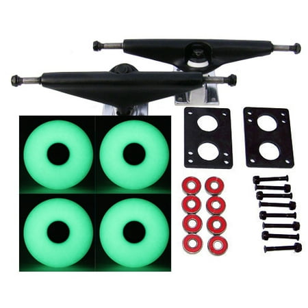 Skateboard Truck Parts - RADIUS LONGBOARD Skateboard TRUCKS 70mm GLOW IN THE DARK WHEELS