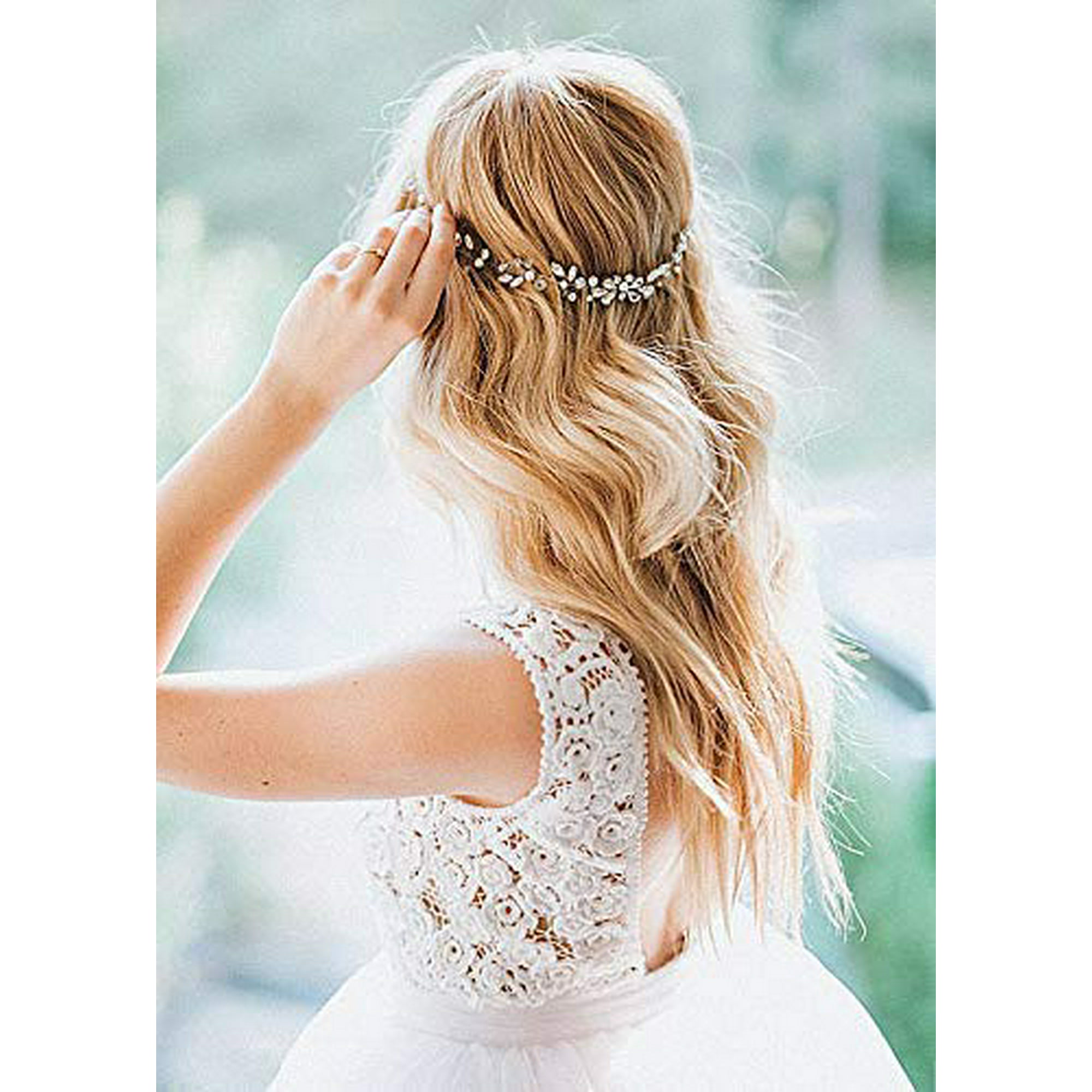 Bride Wedding Headband Crystal Pearl Hair Vine Bead Bridal Hair Accessories  for Women and Girls (Silver) | Walmart Canada