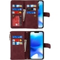 thumbnail image 5 of Fit for iPhone 14 Plus (5G 2022) Wallet Case,[9 Card Slots] [Removable Adjustable Crossbody Necklace Lanyard Shoulder Strap] Zipper PU Leather Case for Women & Men 6.7 Inch,Burgundy, 5 of 15