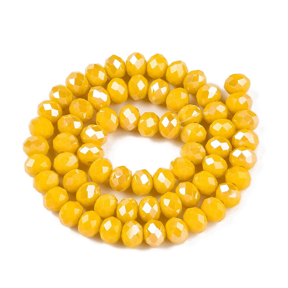 Electroplate Glass Beads Strands Pearl Luster Plated Faceted Rondelle Gold 8x6mm Hole: 1~1.4mm about 64~65pcs/strand 40~41cm