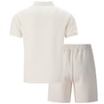 thumbnail image 3 of Ahabrexf Mens Elastic Waist Pants Summer Solid Color Short Sleeve Zipper Top Drawstring Pocket Casual Set 2 Pc for Men, 3 of 5