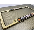 thumbnail image 6 of [Officially Licensed US Marine Corps Product] - USMC Veteran - Domed Custom-Made Personalized Narrow (Thin) Top 4 Hole Metal Car License Plate Frame with Free caps - Gold Frame (Qty: 1), 6 of 9