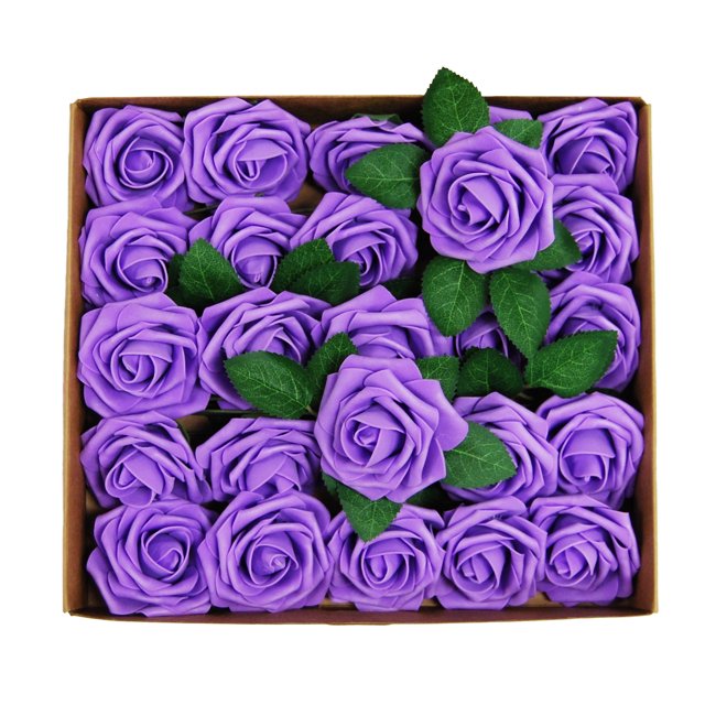 Cabeza de rosa artificial de espuma con tallos para ramo de novia, decoración del hogar, 25-50 unidades