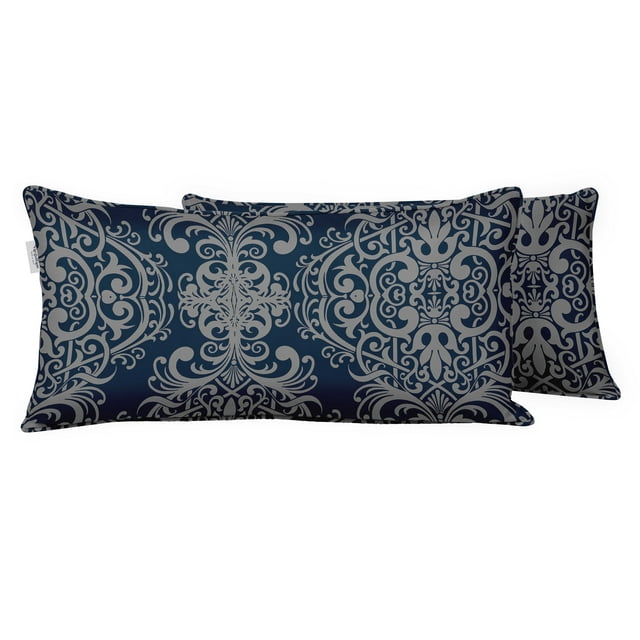 VargottamIndoor/OutdoorPolyester FabricLumbarPillowCover,All-Weather Waterproof Rectangular Cushion Case for Patio Furniture,12" x 18"Set of 2 -Moroccan-68