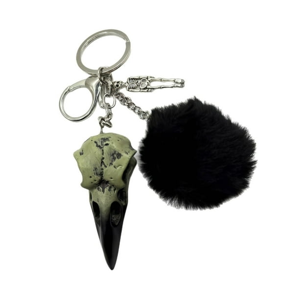 Creative Goth Keychain Crow Head Design With User Friendly Plush Ball Unique Holiday Gift Set