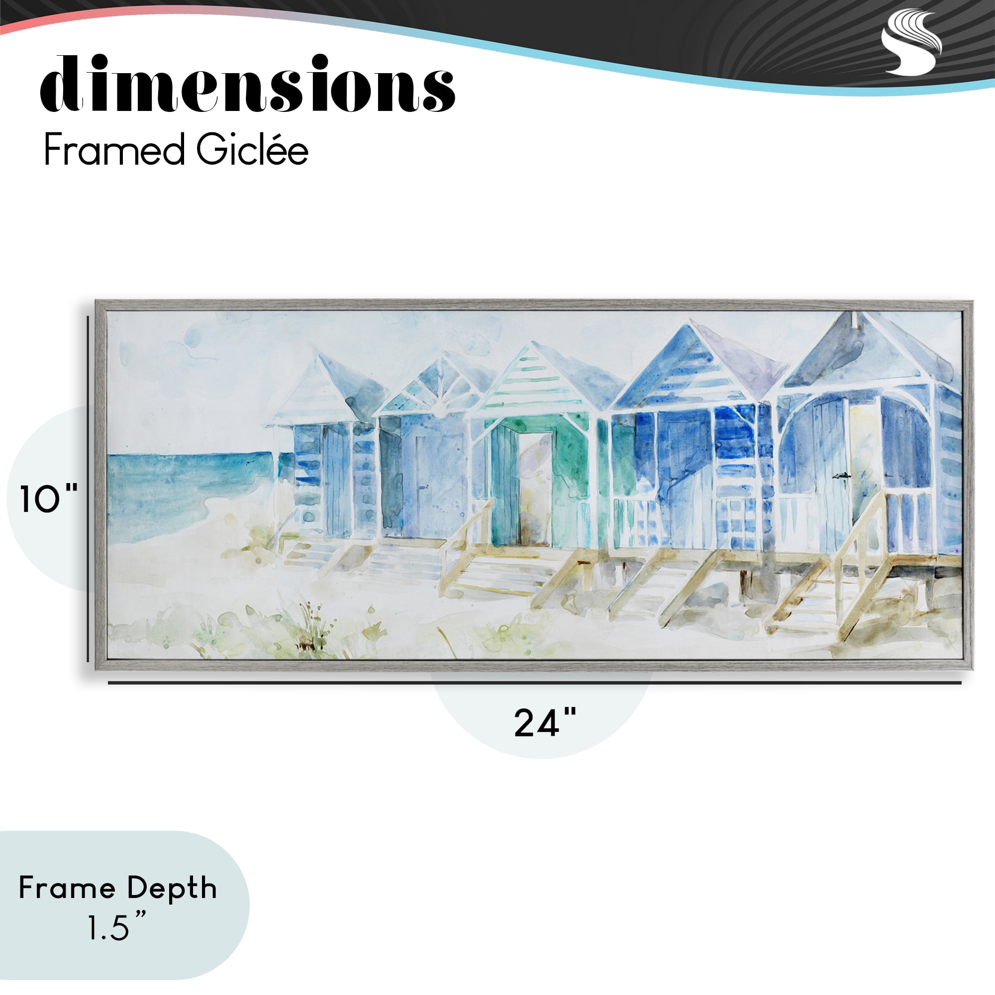 Stupell Industries Beach Cabins in a Row Gray Framed Giclee Art, design by Lorenzo Collective