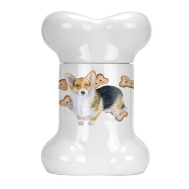 Carolines Treasures CK2222BSTJ Pembroke Corgi Bone Shaped Treat Jar, , multicolor