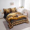 thumbnail image 2 of Manfei Sunset Elk Patch 7 Pieces Full Size Bedding Sets,Rustic Pine Check Full Size Bed in a Bag,Golden,Black Reversible, 2 of 7