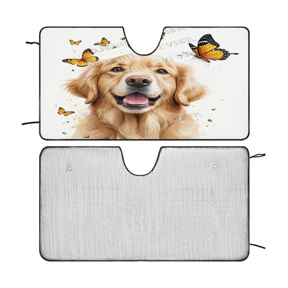 Golden Retriever Windshield Sun Shade for Car SUV Truck, Car Sun Shade Windshield, Car Shades for Front Windows, Sunshade for Car Windshield, Protector Blocks UV 55"x30"