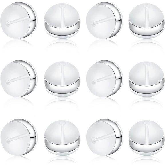 Rubber Earring Backs for Studs, Clear Soft Earring Backs for Hook Earrings, Safety Backs for Earrings Plastic Earring Backs Replacements Silver Earring Stoppers (12Pcs)