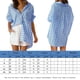 thumbnail image 2 of Camiseta De Gran Tamaño Camisa casual a cuadros para mujer Colorblock Camisa mezclada de algodón Blusas Traje de vacaciones Cgtredaw Azul S para Mujer, 2 of 7