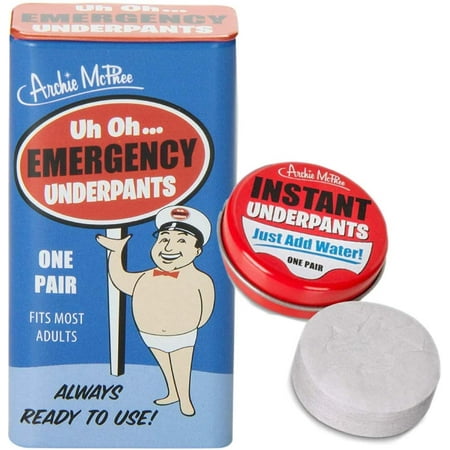 Archie McPhee Instant and Emergency Underpants Set | Novelty Funny Entertaining Gag Gift | Compressed Disposable