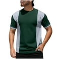 thumbnail image 2 of Mens Waffleknit T Shirts Short Sleeve Crewneck Tees Tops Casual Color Block Pullover Slim Breathable Basic Loungewear Athletic Workout Tshirts Shirt, 2 of 8
