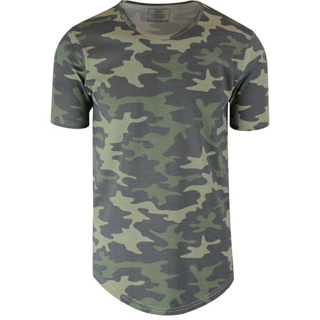 - Camouflage Mens Hipster Hip Hop Long Drop Tail T Shirts