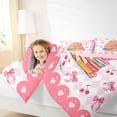 thumbnail image 3 of Erosebridal Pink Bowknot Loves Queen Comforter Set For Kids,Red Cherries Cute Capybara Animals Bedding Comforter Set For Capybara Lovers ,Reversible Pink 3pcs, 3 of 7