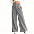 thumbnail image 6 of Women's Casual Wide Leg Pants, High Waist Loose Slimming Solid Color Long Trousers, Comfort Fashion Bottoms for Office, Travel and Daily Wear,Gray,2XL, 6 of 6