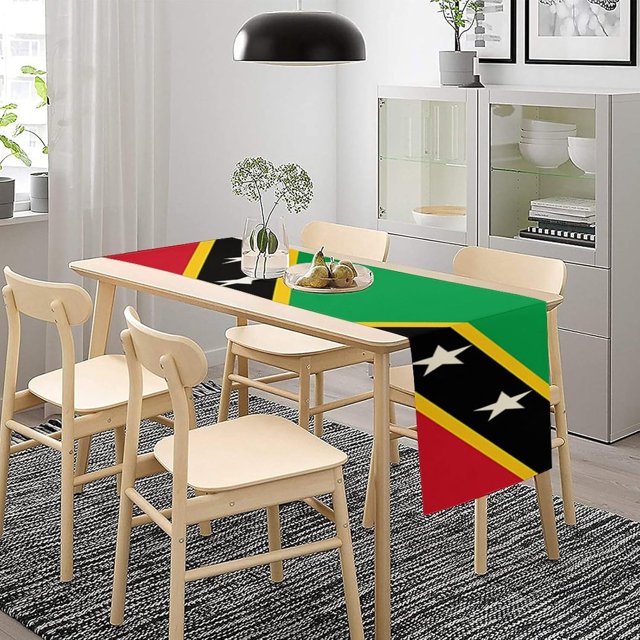 Saint Kitts and Nevis Flag Table Runner,Table Decor for Indoor Outdoor Dining Table Decorations, 184x34cm