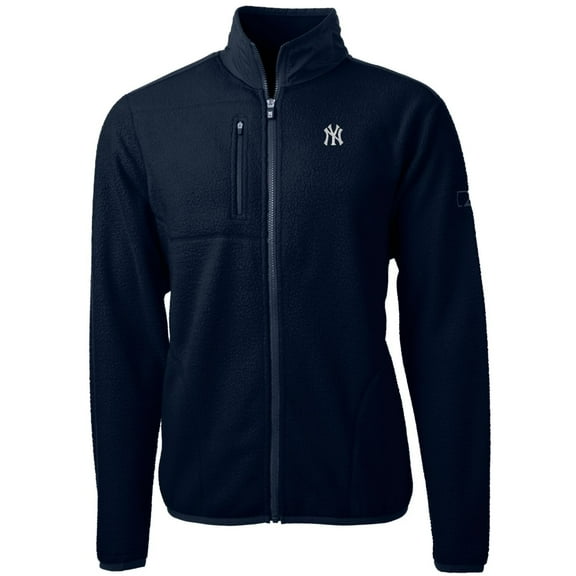 Men's Cutter & Buck Navy New York Yankees Big & Tall Cascade Eco Sherpa Fleece Full-Zip Jacket