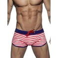thumbnail image 5 of Men's Sporty Swim Trunks, Quick Dry Striped Design Comfortable Beachwear, Hot Spring Swimwear, 5 of 5