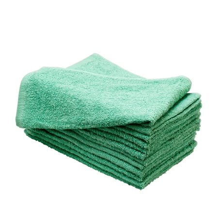 Altima Plus 16" x 27" 12 Pack Bleach Chemical Resistant Cotton Salon Towels, JADE GREEN, 78670
