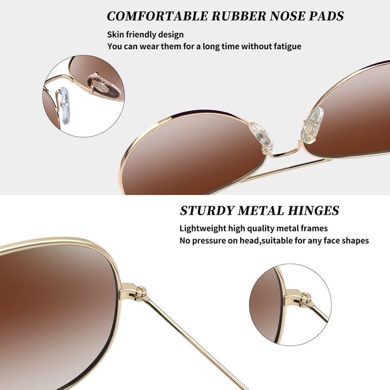 Retro Pilot Sunglasses Polarized UV Protection Lightweight Metal Frame CARFIA Lightweight Retro Pilot Sunglasses for Women  main image 4