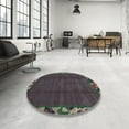 thumbnail image 3 of Ahgly Company Indoor Round Abstract Charcoal Gray Abstract Area Rugs, 7' Round, 3 of 6