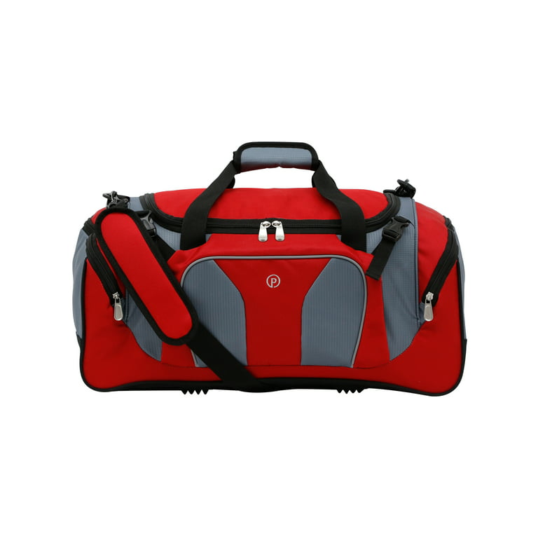 Protege 22 inch Sport and Travel Duffel Bag w/ Shoulder Strap, Red, Adult Unisex