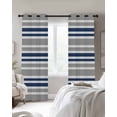 thumbnail image 3 of Navy Blue Grey Striped Blackout Curtains 84 Inches Long for Bedroom, Horizontal Lines Simple Minimalist Thermal Insulated Room Darkening Black Out Window Curtain Panels Grommet Drapes for Living Room, 3 of 8