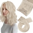 thumbnail image 1 of Moresoo Blonde Hair Extensions Clip ins Real Human Hair Platinum Blonde Remy Clip in Hair Extensions Blonde Double Weft Clip in Human Hair Extensions Blonde #60 5Pcs 80G 12inch, 1 of 5