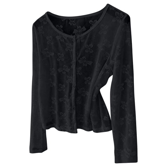 Lmueinov Womens Plus Size Lace Cardigan Sweaters Sheer Long Sleeve Open Front Lightweight Cover Up Trendy Scalloped Hem Summer Beach Top S-5XL