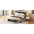 thumbnail image 7 of Queen Size Bed With Gray Wood Platform, Headboard Storage, 4 Drawers & Shoe Rack Make Platform Storage Headboard, Drawers, Rack, Version, 7 of 7