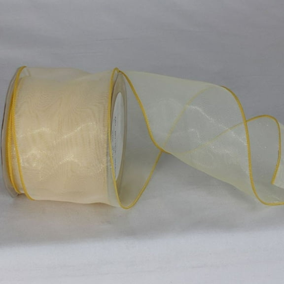 The Ribbon People Yellow Wired Edge Craft Organza Ribbon 3" x 27 Yards