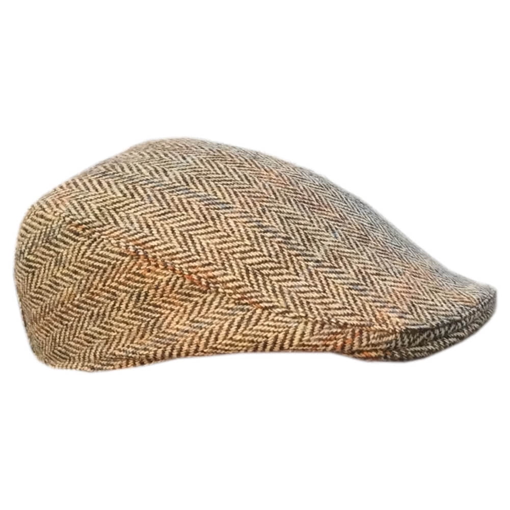 Irish Scally Cap Donegal Tweed, Brown, Large