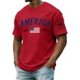 thumbnail image 2 of Kopltyrfg American Flag Shirts Men 4th of July Patriotic Shirt USA Star Stripes Graphic Tees Independence Day Short Sleeve Tops Red M, 2 of 5
