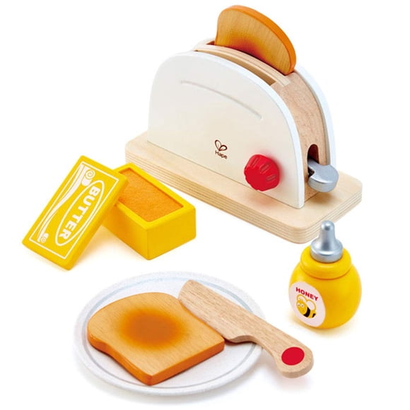 Set de tostadora Pretend Play en forma de madera blanca para niños en edad preescolar
