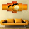 thumbnail image 2 of TISHIRON 5PCS Framed Canvas Wall Art Set,50"x24" Dolphin Jump at Sunrise Canvas Art Decor, 2 of 7
