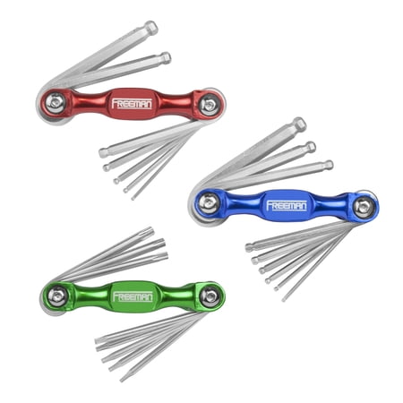 UPC: 0816376016985 | Freeman 3-Piece Aluminum Folding Metric Hex/SAE Hex Wrench and Torx Key Kit