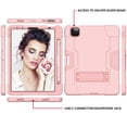 thumbnail image 5 of Case for iPad Air 4th Gen & iPad Pro 11 Inch 3rd Gen 2021/2020/2018, Kickstand Shockproof Kids Proof Case Heavy Duty High Impact Resistant Hybrid Three Layer Rugged Defender Protection Case, Rosegold, 5 of 5