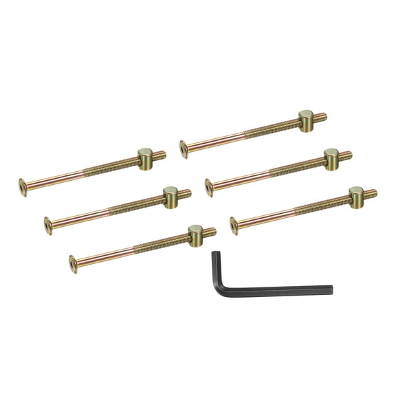 Uxcell 6 Set Bunk Bed Bolts and Nuts, M6x100mm Hex Drive Socket Cap Screws Nuts for Beds Headboards Chairs Furniture