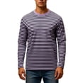 thumbnail image 4 of Rggeeun Men'S T-Shirt Fashion Thin Stripes Pattern Cotton Knit Crew Neck Long Sleeve Relaxed Fit For Summer Everyday Wear Trendy Tee,Purple,Xxxxl, 4 of 4
