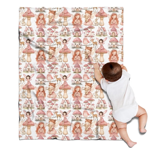 Forest Fairy Princess Pattern Blanket,Comfortable Soft Flannel Throw Blanket,All Season,Warm Lightweight Blankets for Sofa Bed Couch Living Room Chair,30"x40"