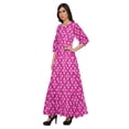 thumbnail image 2 of Moomaya Imprimé Longue Robe de Flair pour les Femmes 3/4 Manches Col Rond, 2 of 3