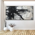 thumbnail image 5 of Large Abstract Black White Wall Art Canvas Black And White Oil Painting Modern Handmade Oil Painting Large Black And White Wall Art Decor,Unstretched,Frameless,(114*228cm)45*90lnches, 5 of 5