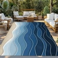 thumbnail image 3 of Fsddascl Dark Blue Waves Outdoor Rug for Patio/Deck/Porch, Non-Slip Large Area Rug 6 x 9 Ft, Modern Minimalism Ombre Sea Waves Indoor Outdoor Rugs Washable Area Rugs, Reversible Camping Rug Carpet, 3 of 5