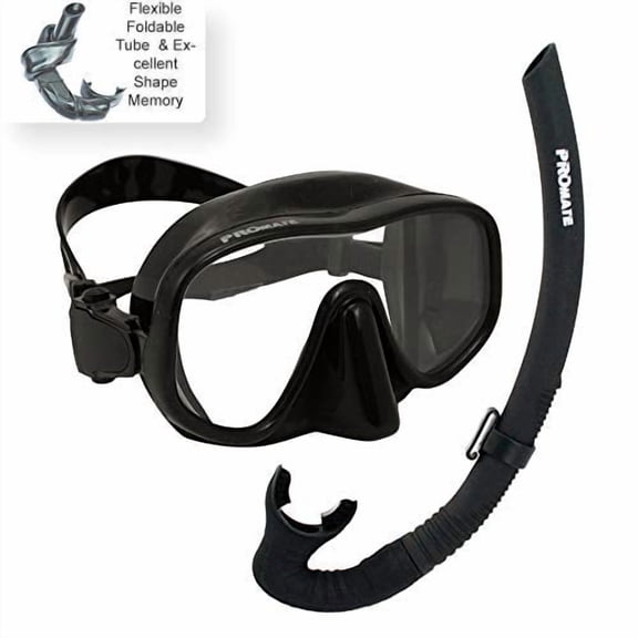 Promate Scuba Dive Frameless Mask Flexible Snorkel Set for Snorkeling Scuba Diving