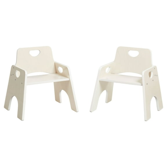 ECR4Kids Stackable Wooden Toddler Chair, 10in, Montessori Furniture, White Wash, 2-Pack